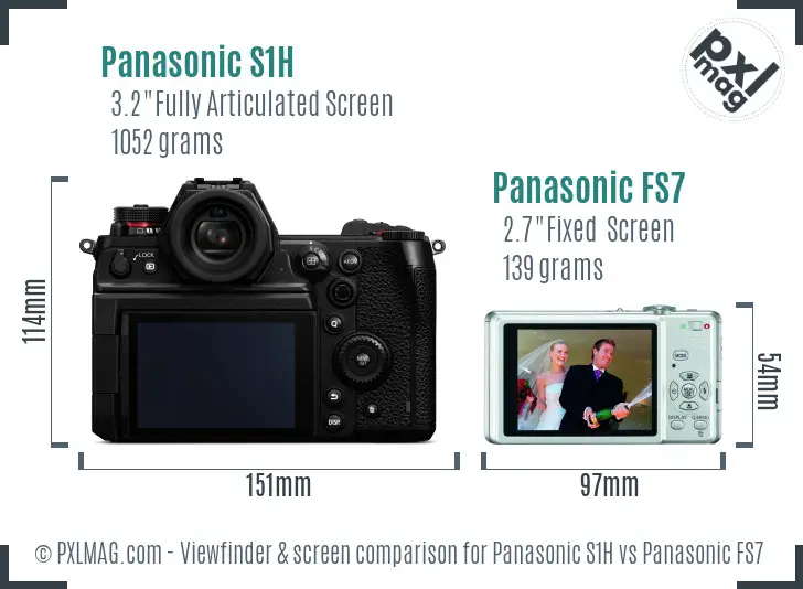 Panasonic S1H vs Panasonic FS7 Screen and Viewfinder comparison