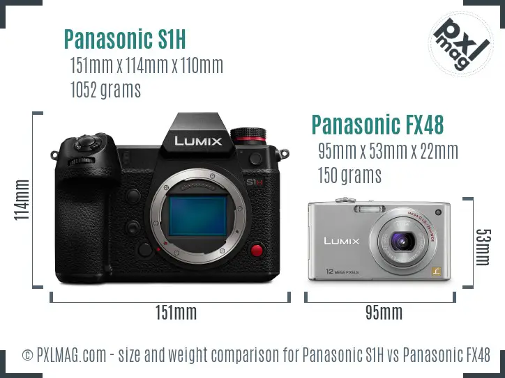 Panasonic S1H vs Panasonic FX48 size comparison