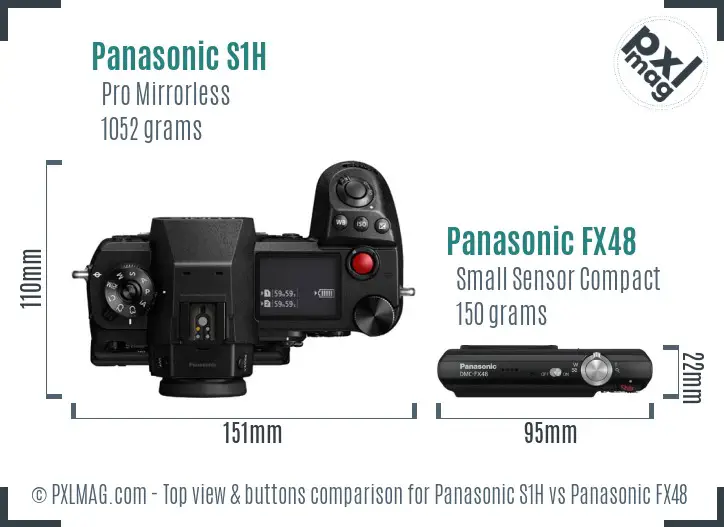 Panasonic S1H vs Panasonic FX48 top view buttons comparison