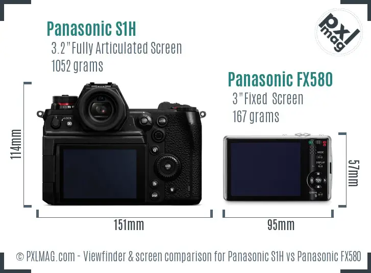 Panasonic S1H vs Panasonic FX580 Screen and Viewfinder comparison