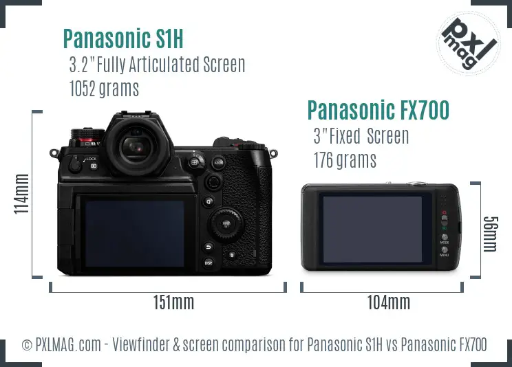 Panasonic S1H vs Panasonic FX700 Screen and Viewfinder comparison