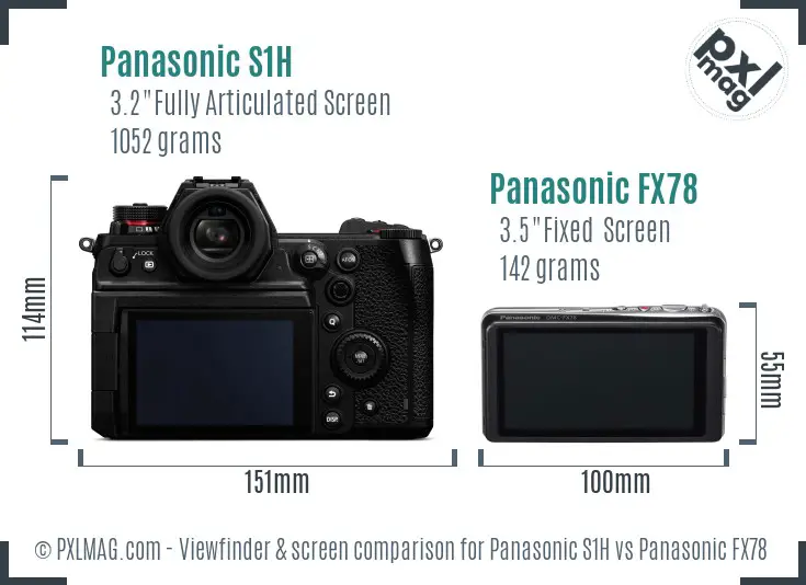 Panasonic S1H vs Panasonic FX78 Screen and Viewfinder comparison