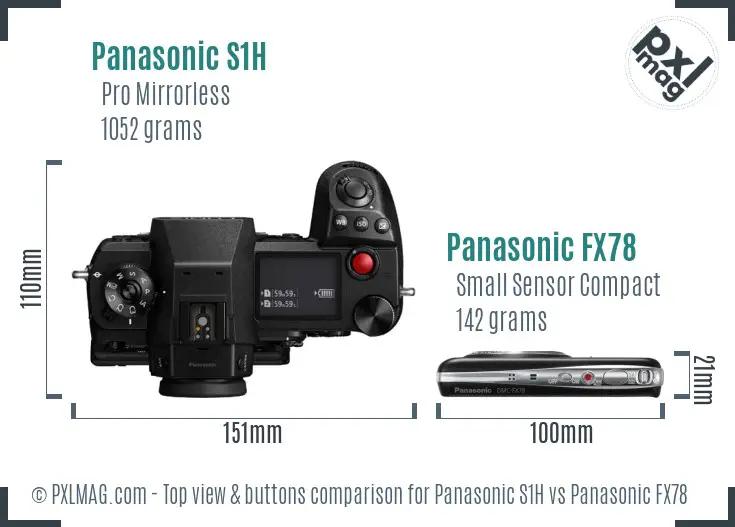 Panasonic S1H vs Panasonic FX78 top view buttons comparison