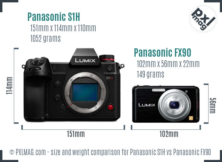 Panasonic S1H vs Panasonic FX90 size comparison