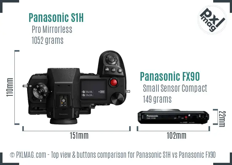 Panasonic S1H vs Panasonic FX90 top view buttons comparison