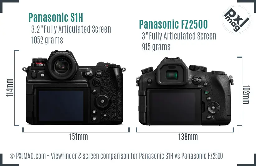 Panasonic S1H vs Panasonic FZ2500 Screen and Viewfinder comparison