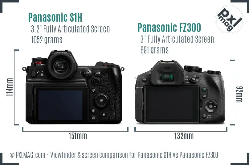 Panasonic S1H vs Panasonic FZ300 Screen and Viewfinder comparison