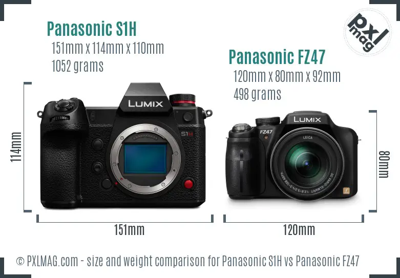Panasonic S1H vs Panasonic FZ47 size comparison