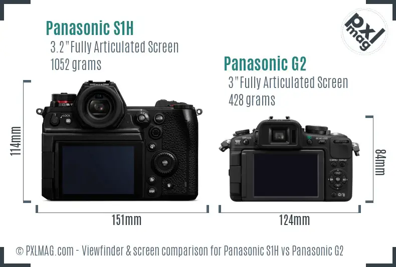 Panasonic S1H vs Panasonic G2 Screen and Viewfinder comparison