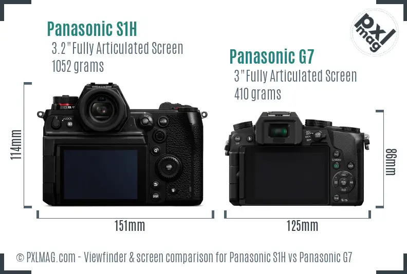 Panasonic S1H vs Panasonic G7 Screen and Viewfinder comparison