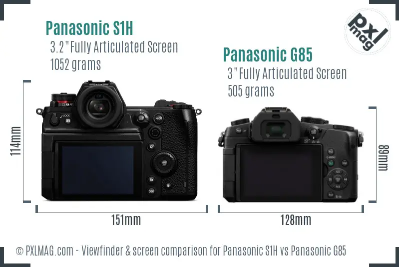Panasonic S1H vs Panasonic G85 Screen and Viewfinder comparison