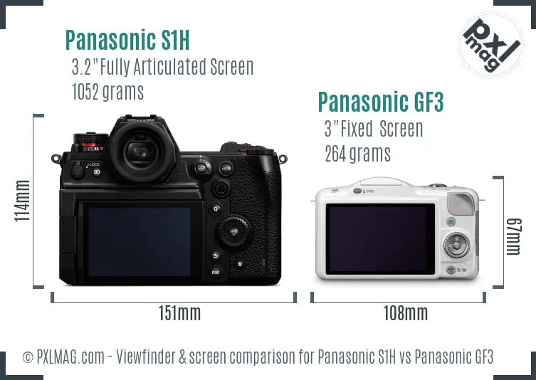 Panasonic S1H vs Panasonic GF3 Screen and Viewfinder comparison