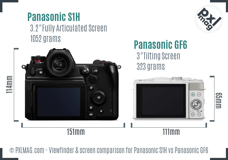 Panasonic S1H vs Panasonic GF6 Screen and Viewfinder comparison