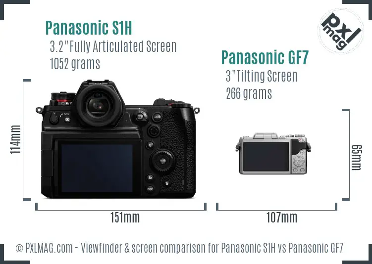 Panasonic S1H vs Panasonic GF7 Screen and Viewfinder comparison