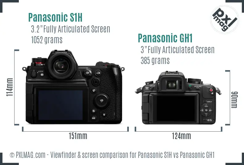 Panasonic S1H vs Panasonic GH1 Screen and Viewfinder comparison