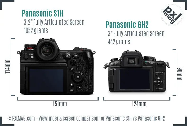 Panasonic S1H vs Panasonic GH2 Screen and Viewfinder comparison