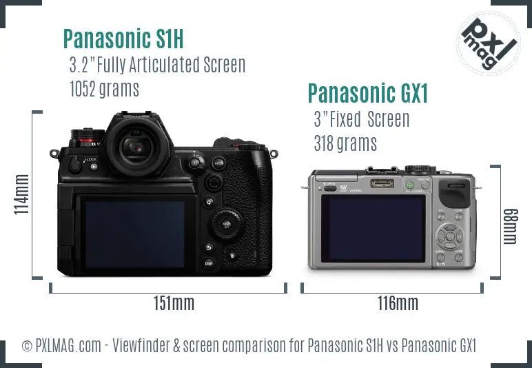 Panasonic S1H vs Panasonic GX1 Screen and Viewfinder comparison Panasonic S1H vs Panasonic GX1 Screen and Viewfinder comparison