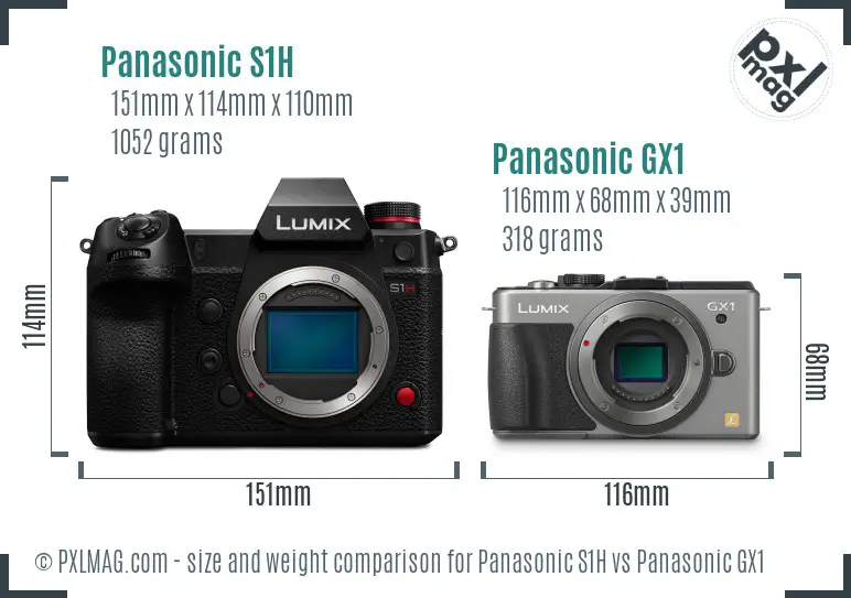 Panasonic S1H vs Panasonic GX1 size comparison Panasonic S1H vs Panasonic GX1 size comparison