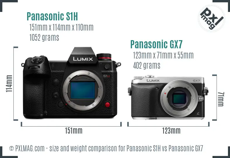 Panasonic S1H vs Panasonic GX7 size comparison