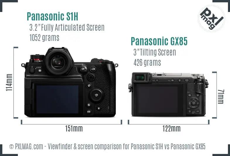 Panasonic S1H vs Panasonic GX85 Screen and Viewfinder comparison