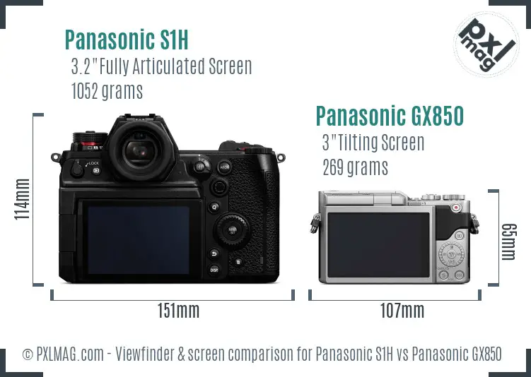 Panasonic S1H vs Panasonic GX850 Screen and Viewfinder comparison