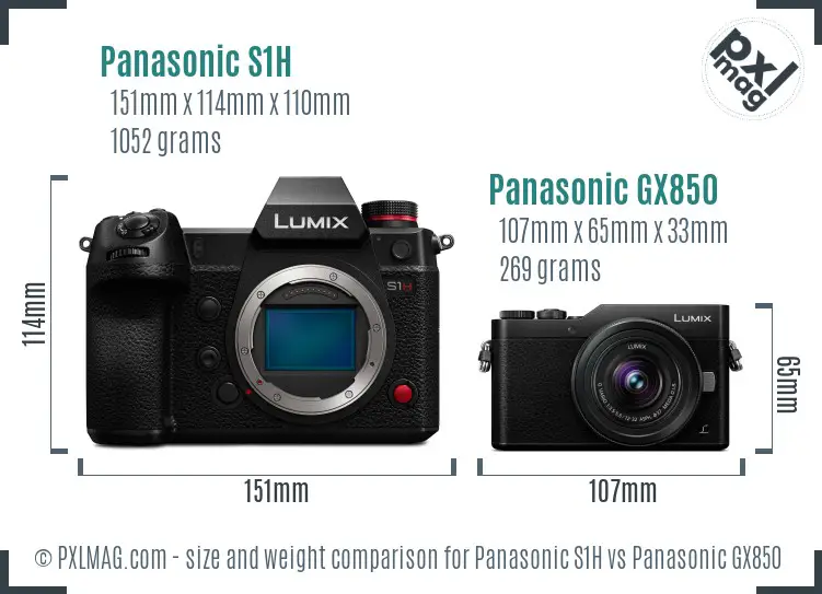 Panasonic S1H vs Panasonic GX850 size comparison