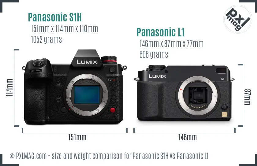 Panasonic S1H vs Panasonic L1 size comparison