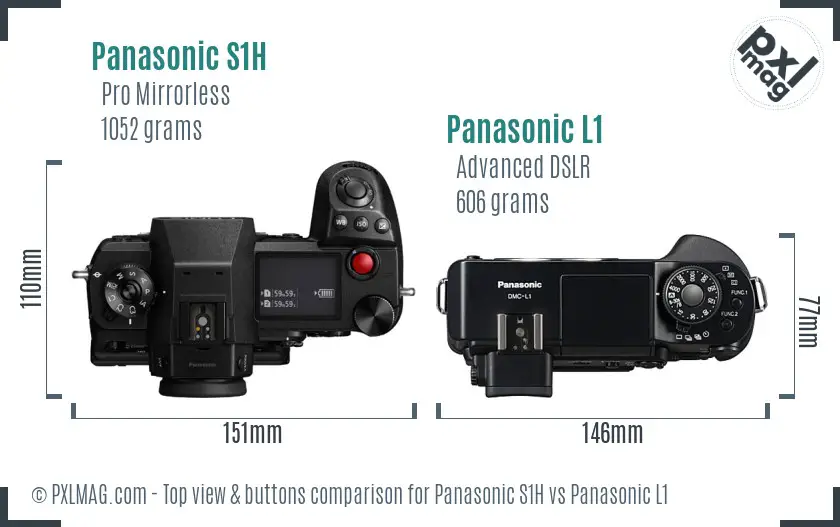 Panasonic S1H vs Panasonic L1 top view buttons comparison