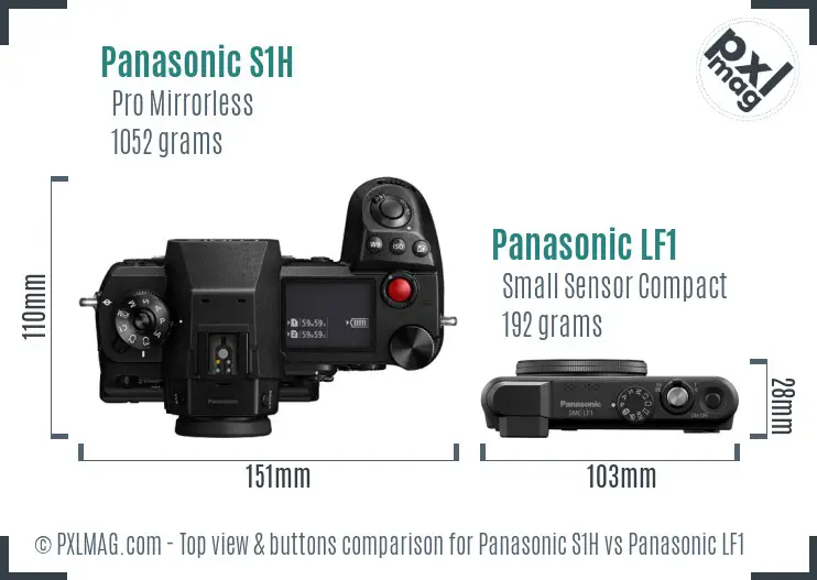 Panasonic S1H vs Panasonic LF1 top view buttons comparison