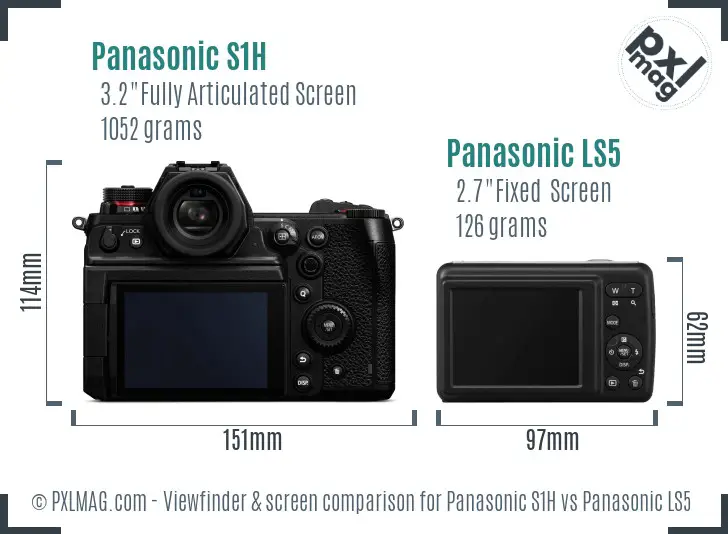 Panasonic S1H vs Panasonic LS5 Screen and Viewfinder comparison