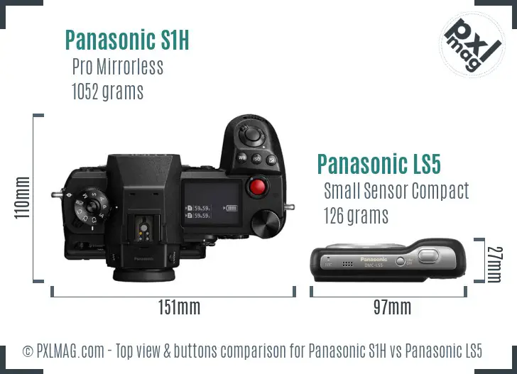 Panasonic S1H vs Panasonic LS5 top view buttons comparison