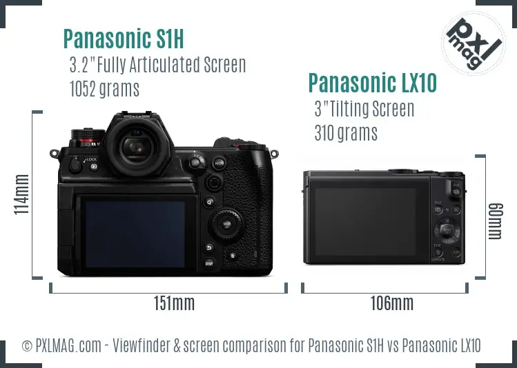 Panasonic S1H vs Panasonic LX10 Screen and Viewfinder comparison