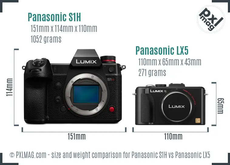 Panasonic S1H vs Panasonic LX5 size comparison