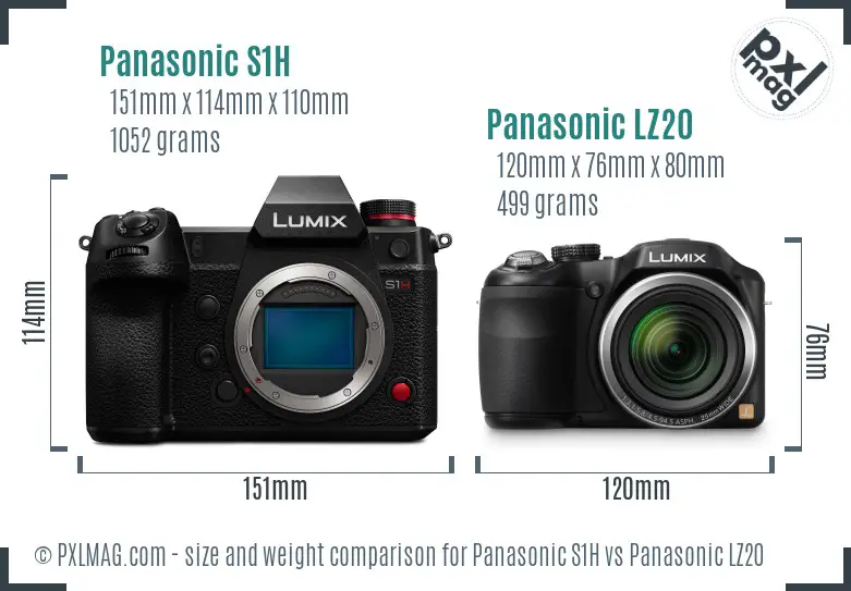 Panasonic S1H vs Panasonic LZ20 size comparison