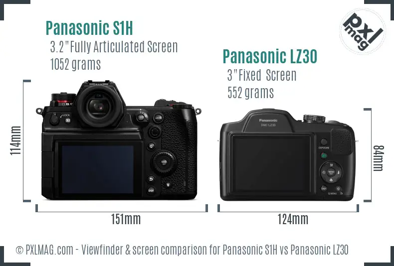 Panasonic S1H vs Panasonic LZ30 Screen and Viewfinder comparison