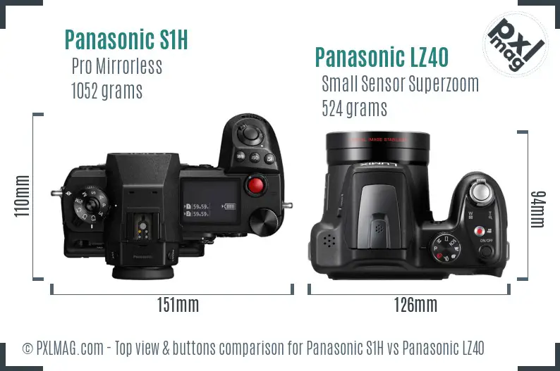 Panasonic S1H vs Panasonic LZ40 top view buttons comparison