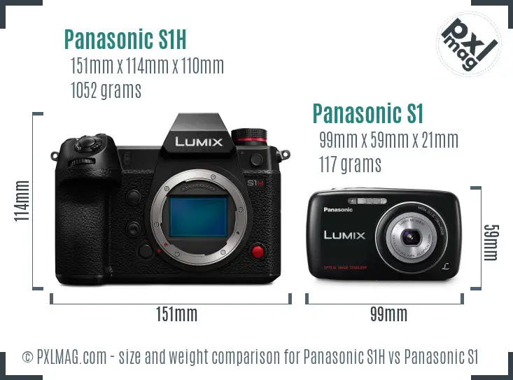 Panasonic S1H vs Panasonic S1 size comparison