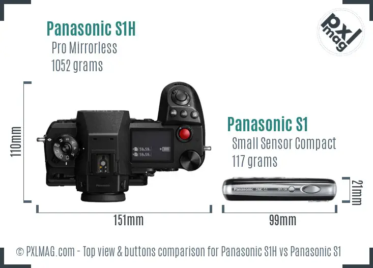 Panasonic S1H vs Panasonic S1 top view buttons comparison