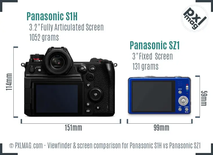 Panasonic S1H vs Panasonic SZ1 Screen and Viewfinder comparison