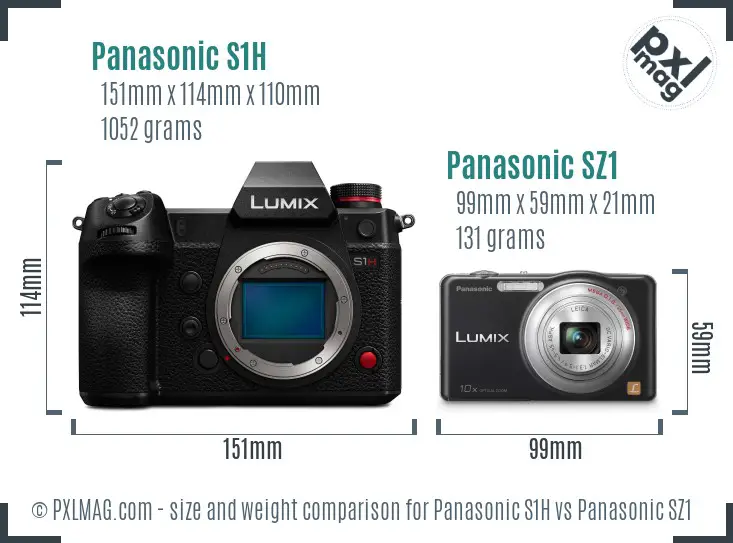 Panasonic S1H vs Panasonic SZ1 size comparison