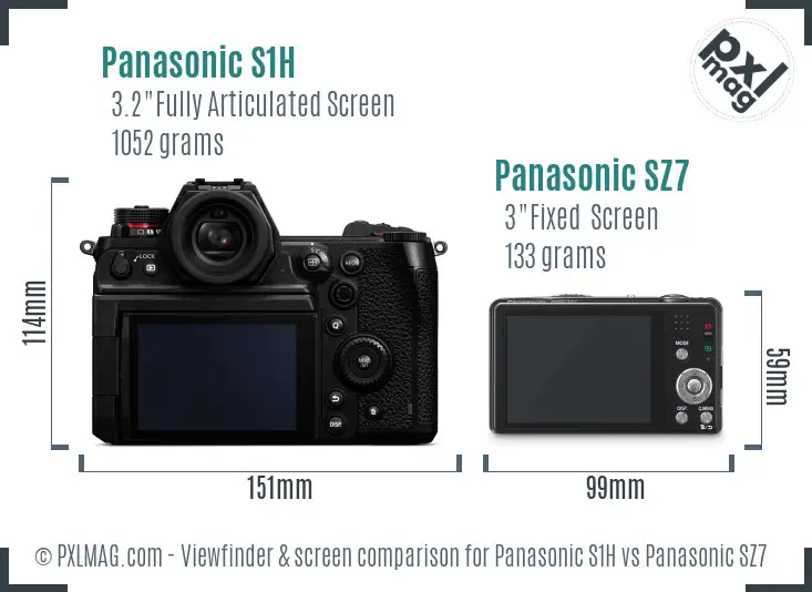 Panasonic S1H vs Panasonic SZ7 Screen and Viewfinder comparison