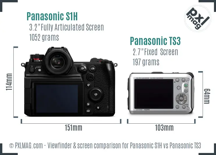 Panasonic S1H vs Panasonic TS3 Screen and Viewfinder comparison