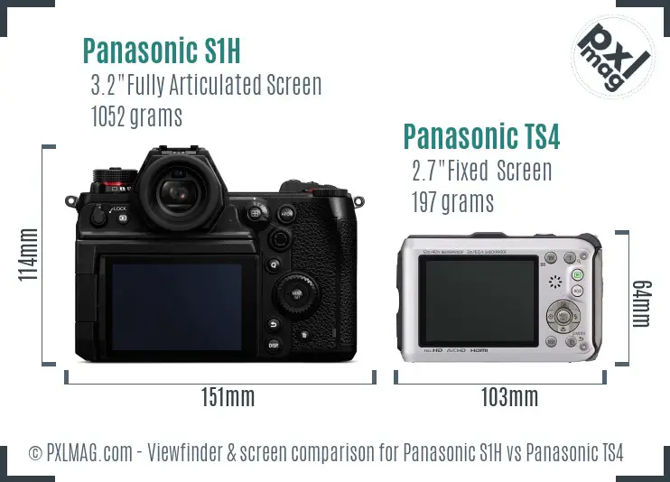 Panasonic S1H vs Panasonic TS4 Screen and Viewfinder comparison
