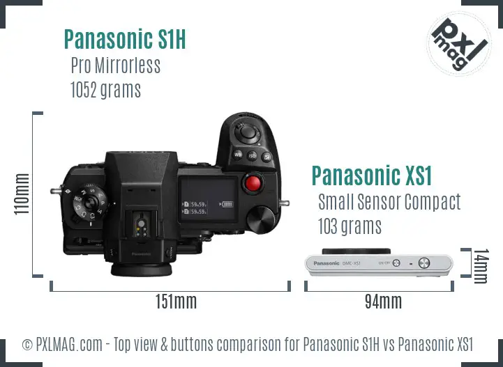 Panasonic S1H vs Panasonic XS1 top view buttons comparison