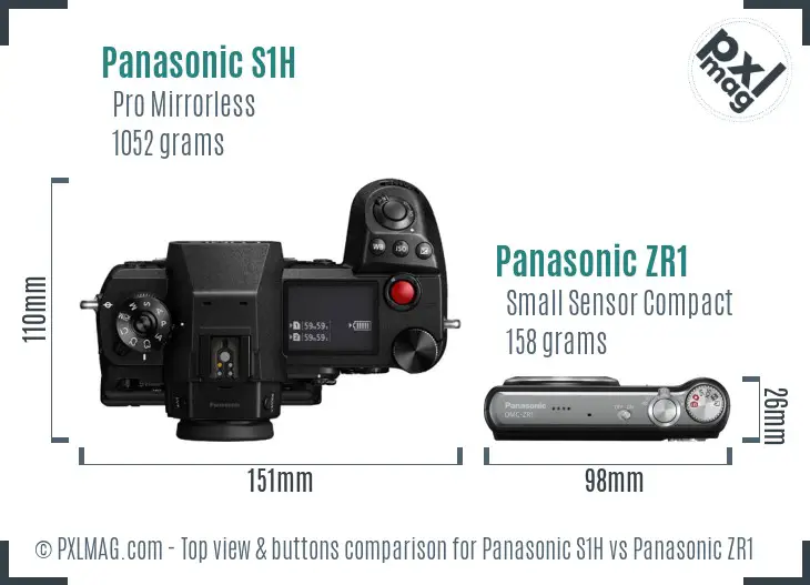 Panasonic S1H vs Panasonic ZR1 top view buttons comparison