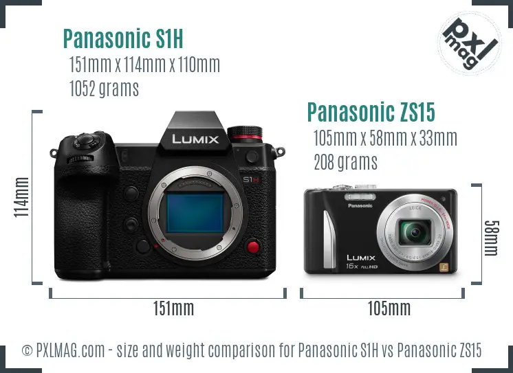 Panasonic S1H vs Panasonic ZS15 size comparison