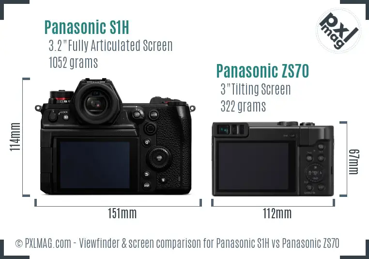 Panasonic S1H vs Panasonic ZS70 Screen and Viewfinder comparison