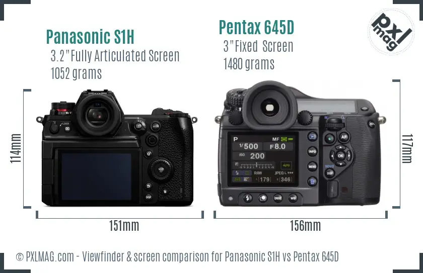 Panasonic S1H vs Pentax 645D Screen and Viewfinder comparison