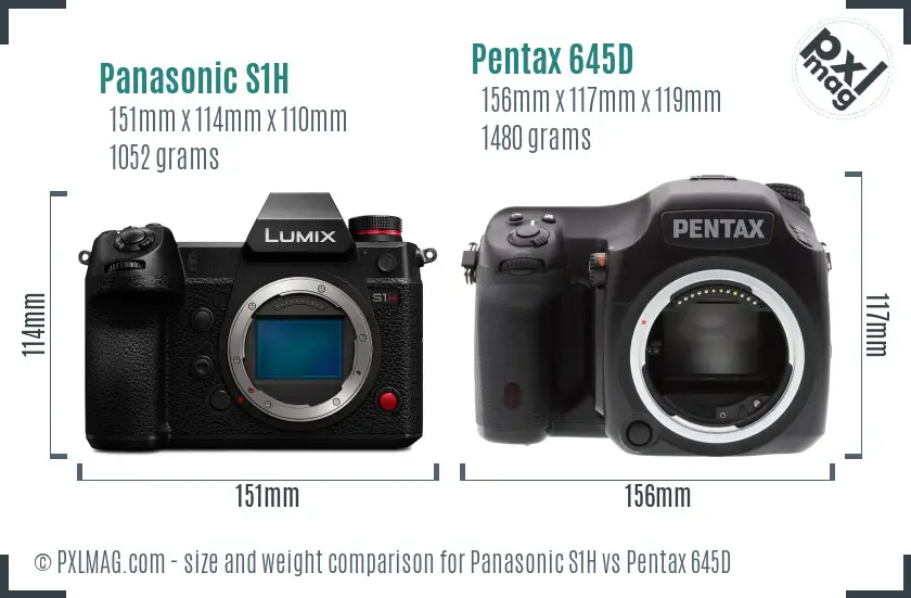 Panasonic S1H vs Pentax 645D size comparison