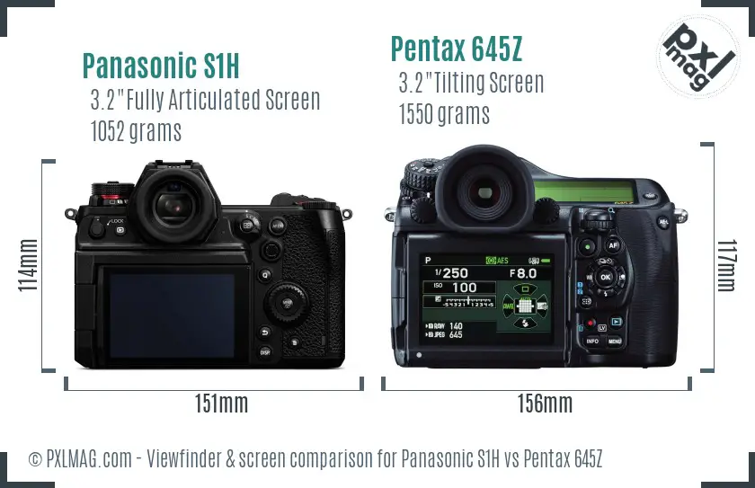 Panasonic S1H vs Pentax 645Z Screen and Viewfinder comparison